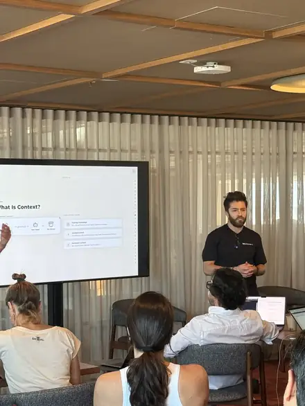 A trainer talking through a case with a small group